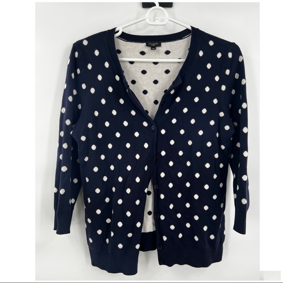 Talbots polka dot cardigan SP black white - Picture 1 of 12